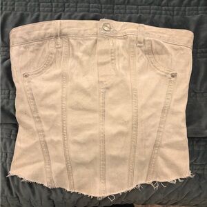 Cream Denim Corset Top